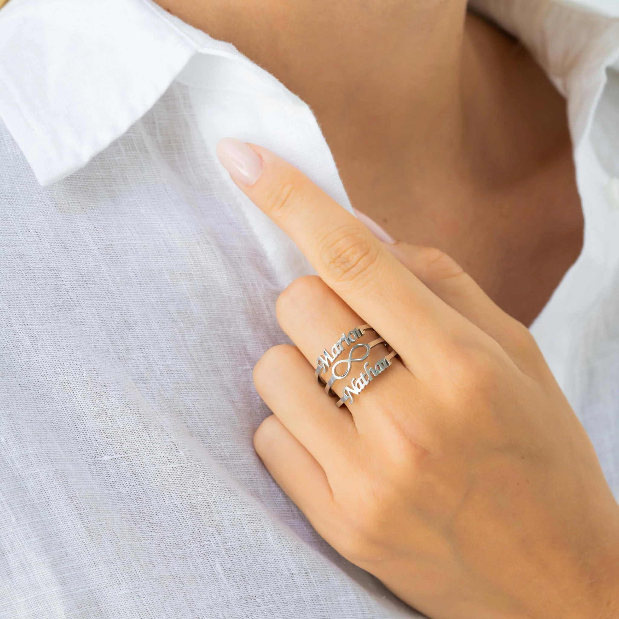 BAGUE INFINI AJUSTABLE 2 PRÉNOMS - Image 3