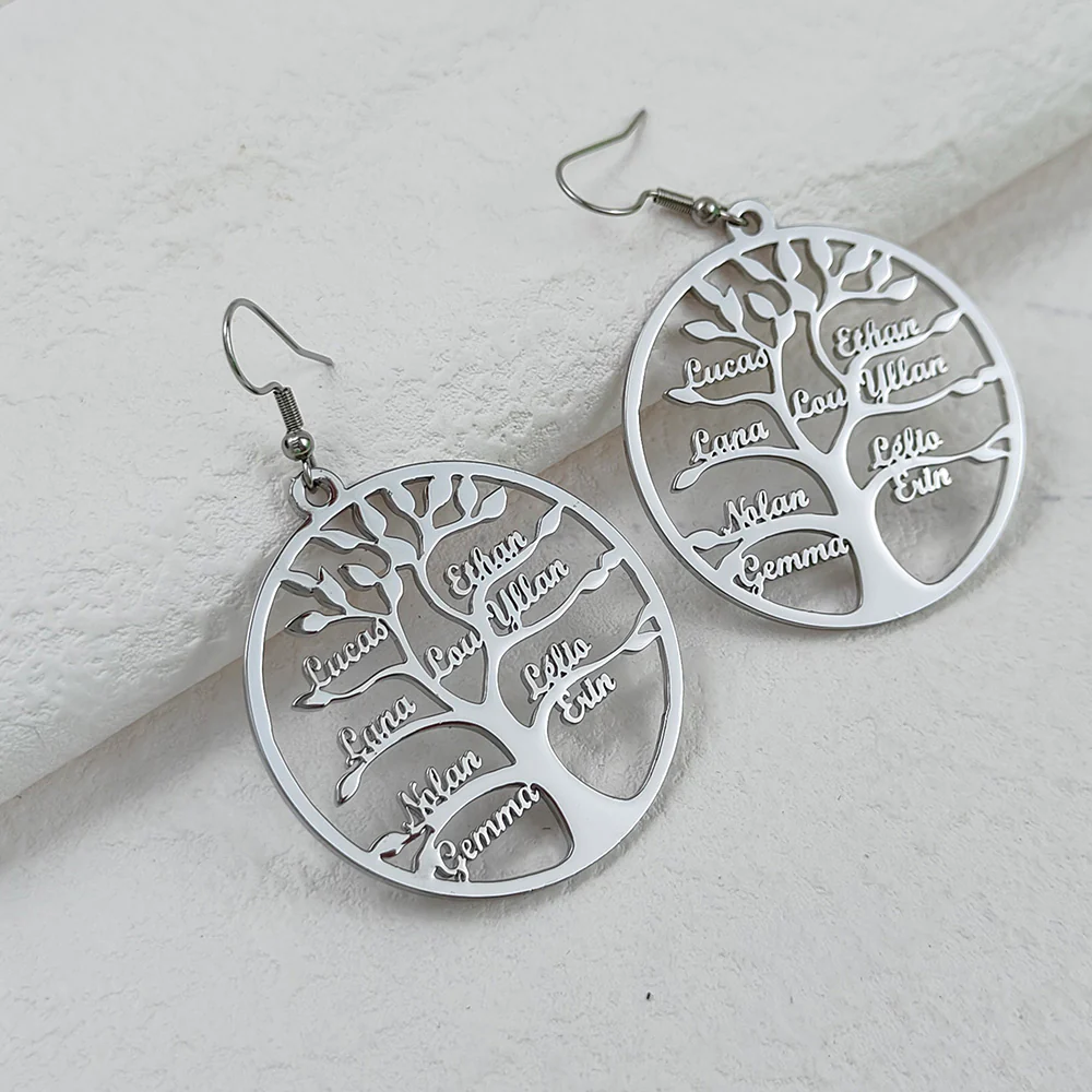 BOUCLES D'OREILLES ARBRE DE VIE JUSQU'À 13 PRÉNOMS - Image 3