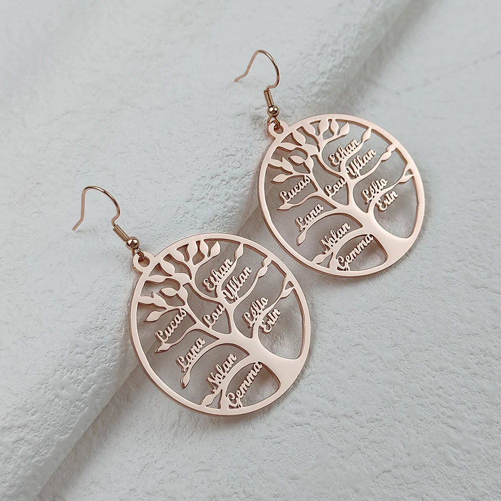 BOUCLES D'OREILLES ARBRE DE VIE JUSQU'À 13 PRÉNOMS - Image 5