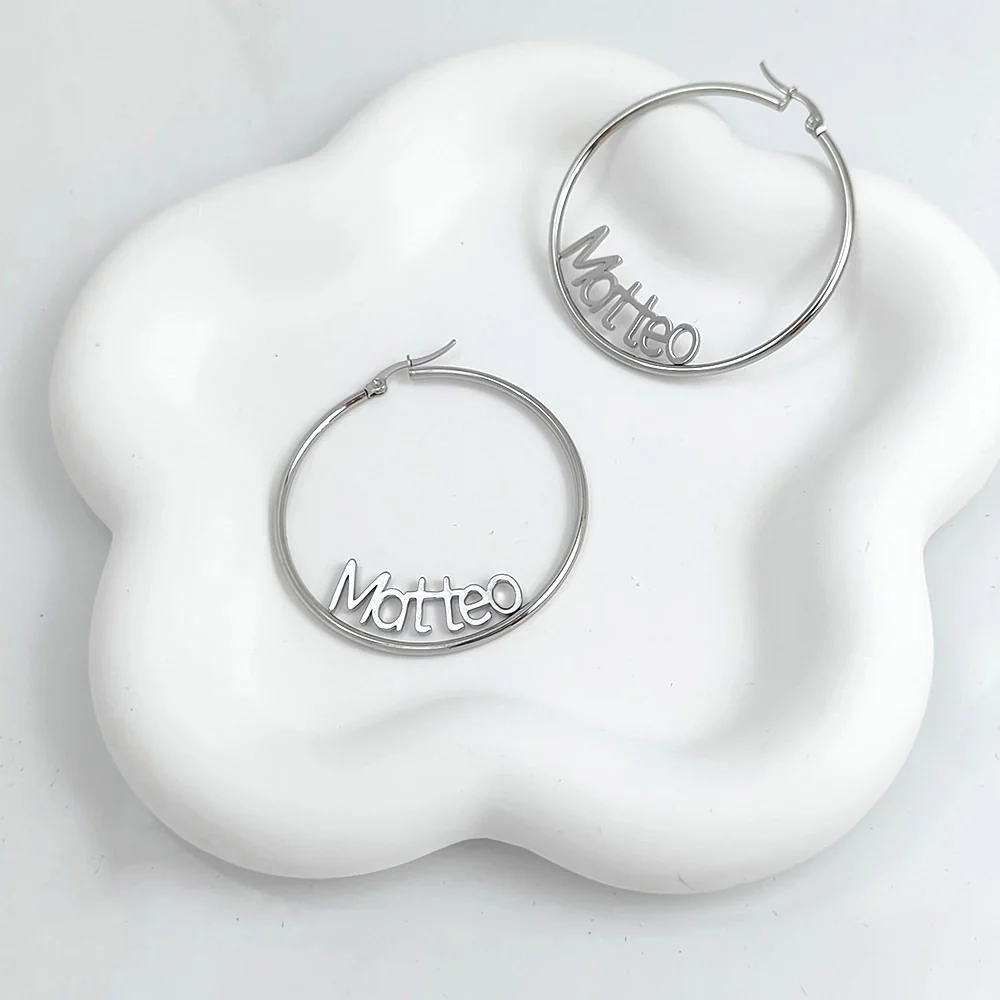 BOUCLES D'OREILLES CRÉOLES FERMÉES JUSQU'À 2 PRÉNOMS - Image 3