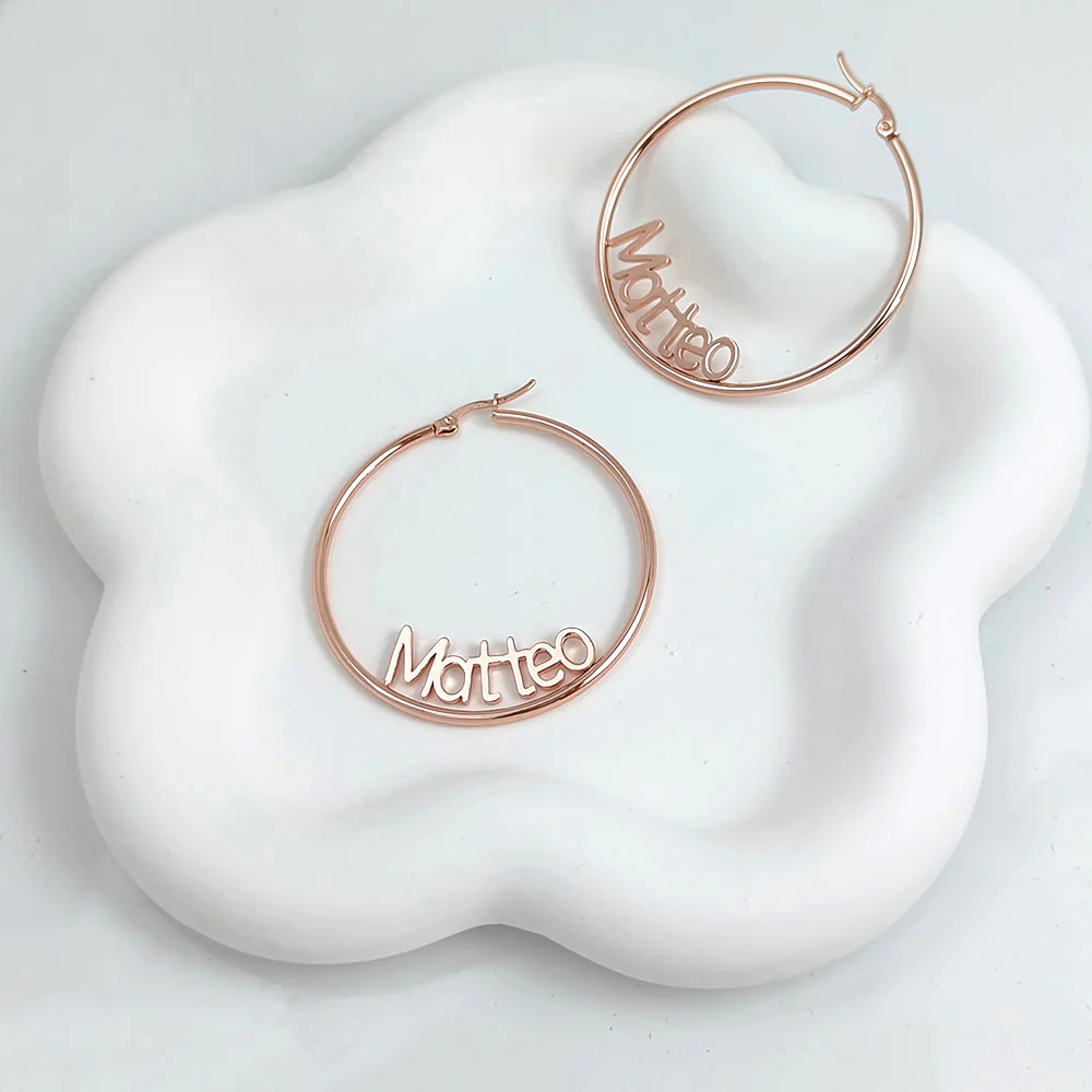 BOUCLES D'OREILLES CRÉOLES FERMÉES JUSQU'À 2 PRÉNOMS - Image 5