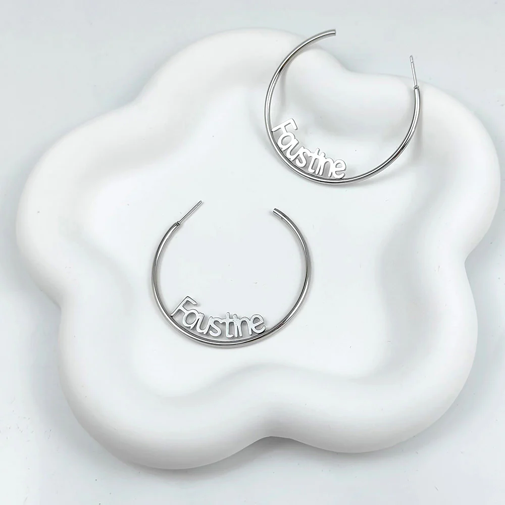 BOUCLES D'OREILLES CRÉOLES OUVERTES JUSQU'À 2 PRÉNOMS - Image 3