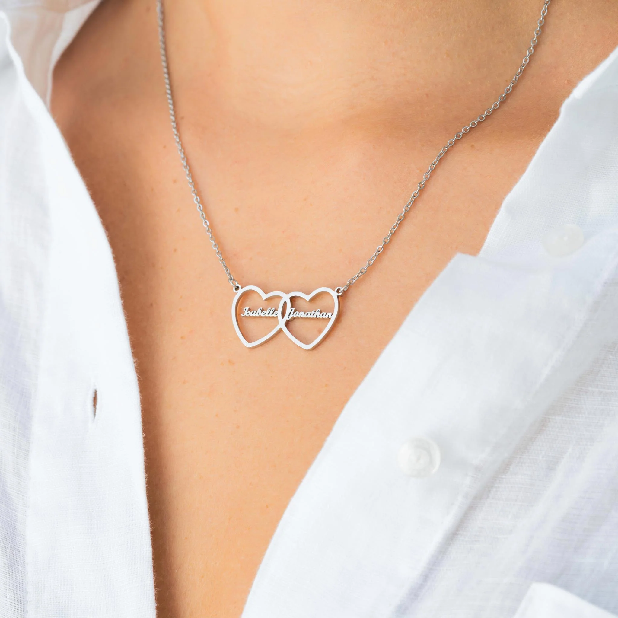COLLIER COEURS 2 PRÉNOMS - Image 3