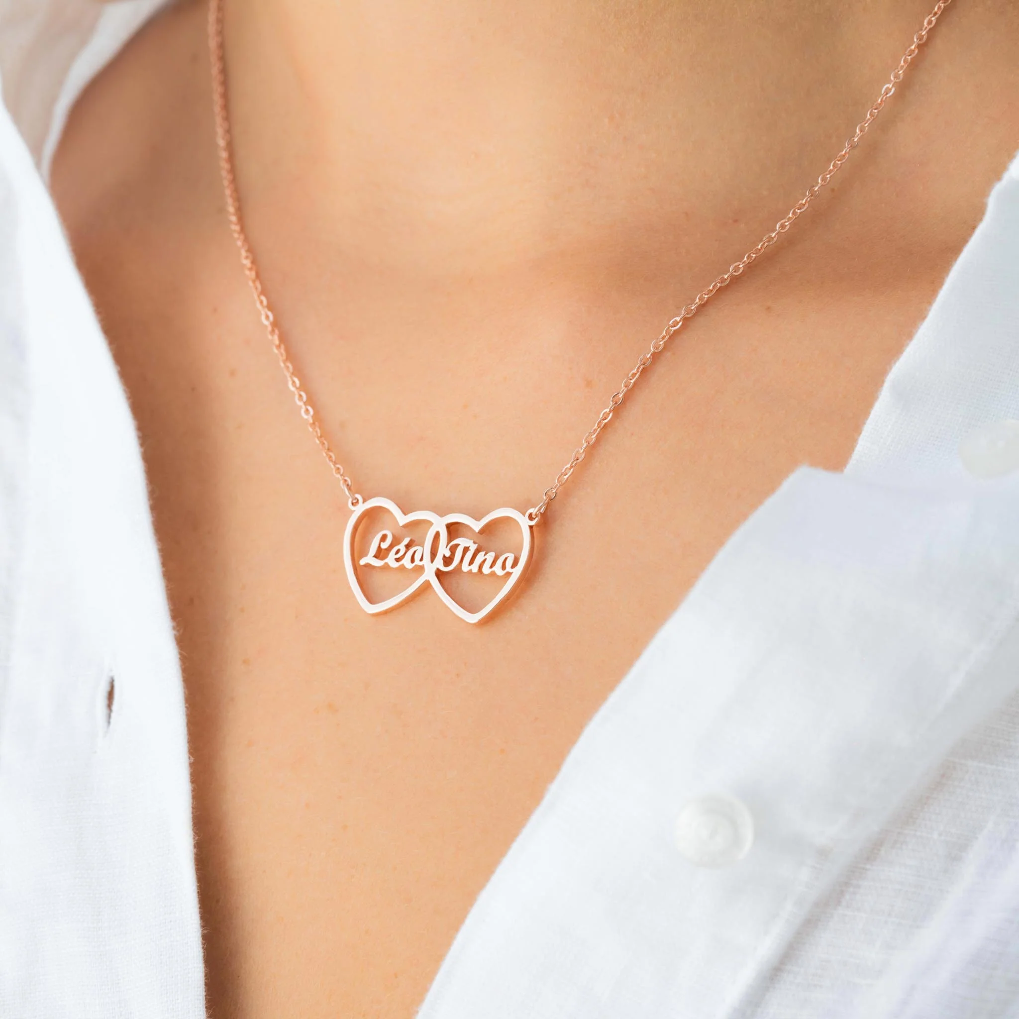 COLLIER COEURS 2 PRÉNOMS - Image 5